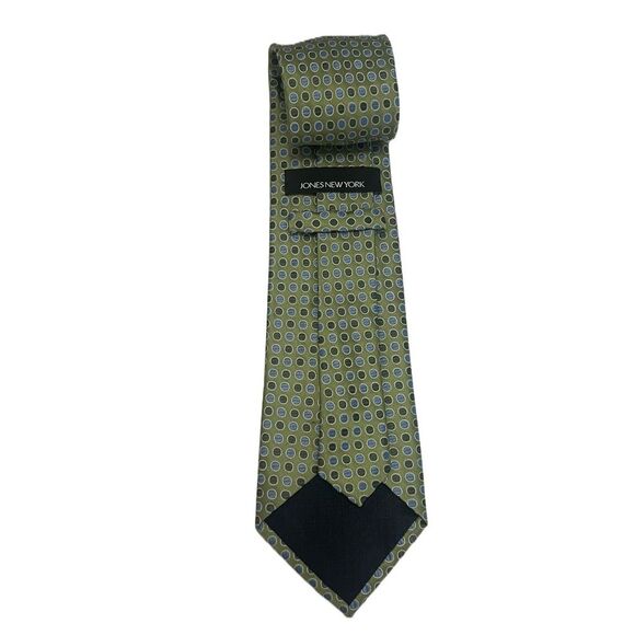 2for25 Jones New York Silk Men’s Tie Green Geometric Designer Business Casual - Picture 3 of 8